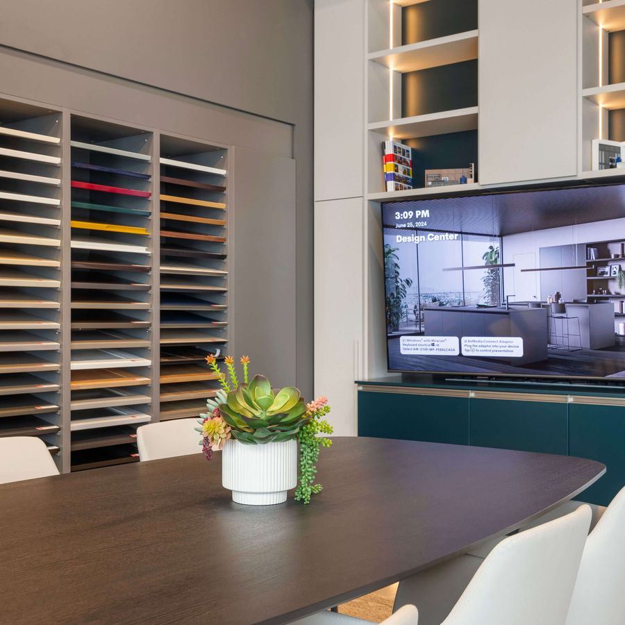 Febal Casa Scottsdale design center, with the wall of finish samples